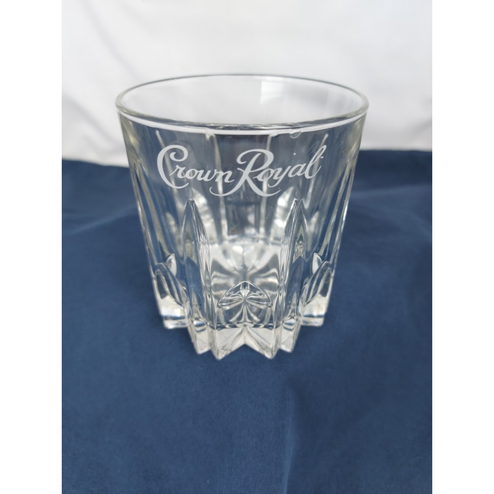 Crown Royal Diamond‎ Cut Whiskey High Ball Glass Embosed Design *MADE IN ITALY*